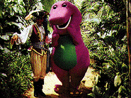 Barney and Stella the Storyteller on the set of "Ship, Ahoy!".