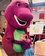 Susannah Wetzel, who portrays Julie, hugging Barney