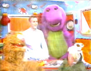 Barney visits Ireland with The Den presenters (1996).jpeg