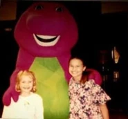 Barney and Angela with a girl during the filming of "A Little Big Day".