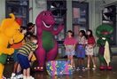 Barney and the cast rehearsing for the finale