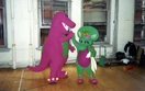 Barney and Baby Bop rehearsing for the show.