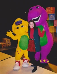 Barney and BJ with Patty Wirtz, the original voice actress of BJ
