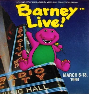 Promotional artwork for Barney Live! In New York City.