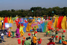 The set of Barney's Fantasy Fair during the filming of "Let's Make Music".