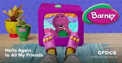 Barney Crocs Ad 2024