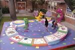 Everyone's amazed that the school playground turned into a giant game board.