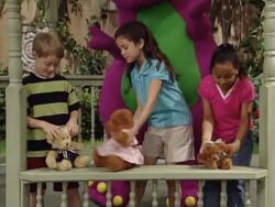 Barney deals teddy bear