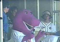 Barney singing at Chicago Cubs game 2001