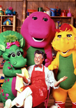 Promotional image of Barney, Baby Bop, BJ, and Professor Tinkerputt