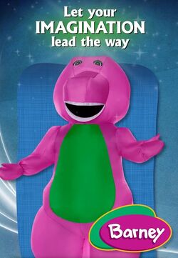 Adult Inflatable Barney Costume promo from Spirit Halloween