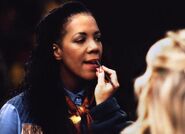 Phyllis Cicero, who portrays Stella the Storyteller, gets her makeup done.