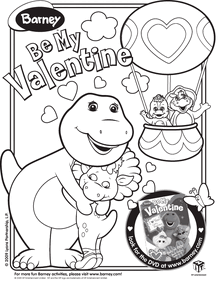 Barney Be My Valentine Colouring Page.gif