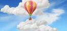 Barney's hot air balloon in the sky.