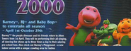 2000 Alton Towers "Special Event" advertisement featuring Barney, Baby Bop, and BJ