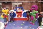 Barney and his friends make and sing "Silly Sounds" with a giant tape recorder.