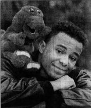 Barney on David Joyner's shoulder