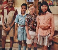 (Left to right) Derek, Tosha, Shawn and Min on set of Imagination Island