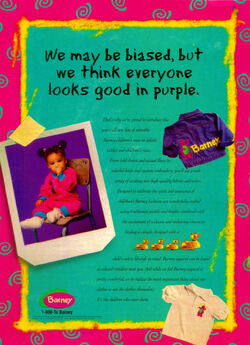 Barney Apparel 1996 ad