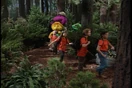 Barney and friends hiking.