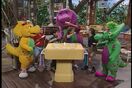 Barney, Baby Bop, BJ and the children brushing their teeth (from the episode Good, Clean Fun!").