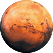 A satellite image of Barsoom (Mars)
