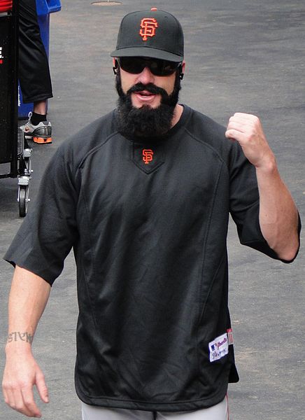 Photo: The San Francisco Giants pitcher Brian Wilson celebrates