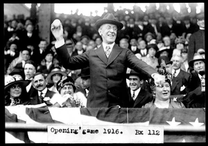 Woodrow Wilson throws out the ball on opening day.