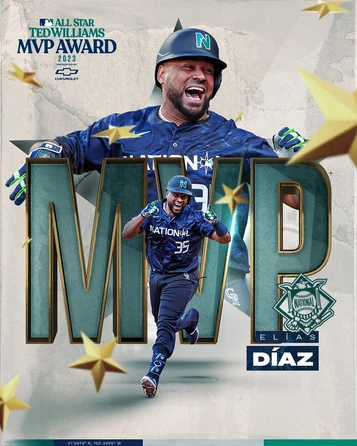 Elias Díaz is the 2023 ASG MVP for his performance as a pinch-hitter for a go-ahead 2-run home run to put the NL into the position to snap the AL's 9-game winning streak.