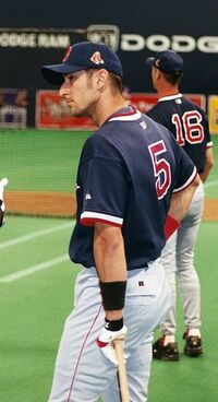 Nomar Garciaparra Leaves the Field for the Set