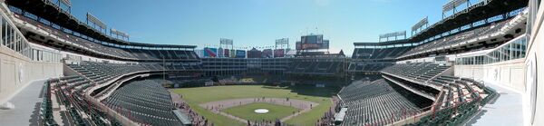 Panoramic shot of Globe Life Park in Arlington taken February 1, 2003.