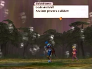 Geldoblame declaring that he has surpassed gods and ancient powers to become one with the planet.
