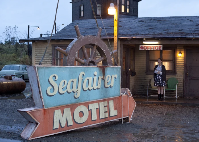 As the Seafairer sign comes down and the new Bates Motel sign goes up, Norma's spirits follow suit. She resolves to stop the bypass project and make a new life in White Pine Bay for her and Norman, no matter what.