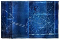 Sharp's blueprints for Arkham City in his hidden room in the Warden's Office at the Arkham Mansion on Arkham Island.