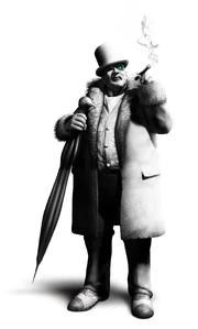 The Penguin in promotional material for Batman: Arkham City