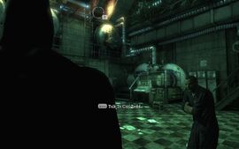 Carl Todd talking to Batman in the Glasshouse Generator Room.