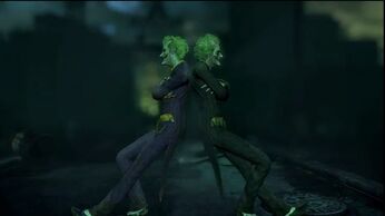 The fake Joker and the real Joker character trophy Arkham City.