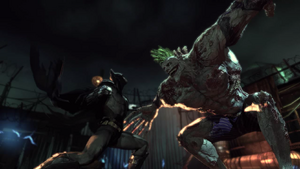 Batman delivering the final blow that would put an end to the Arkham riots and Joker's plans.