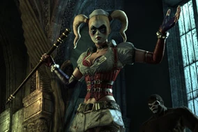 Harley Quinn Kostüm für Damen Batman Arkham City Lizenzware rot-schwarz