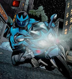 Nightwing on his motorcycle