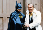 Kane with Keaton on the Batman Returns set