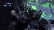 Bane fighting Batman in the Batman: Arkham Origins multiplayer