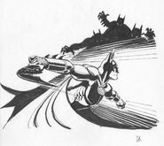 Early José Luis García-López sketch of the Super-Batarang scene against the BatCreeps