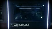 Deathstroke's weapons in the GCPD evidence room