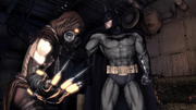 Scarecrow giving Batman another dose