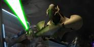 Grievous Hero spin lightsaber on Obi-Wan villain ship