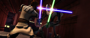 Grievous fighting the evil Obi-Wan Kenobi