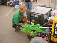 Donald checks on Karcas II during Bot Bash.