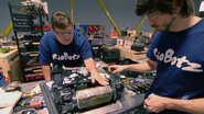 Team RioBotz working on Minotaur during World Championship II.