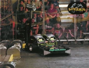 Codebreaker shoves Techno Destructo under the screw support.